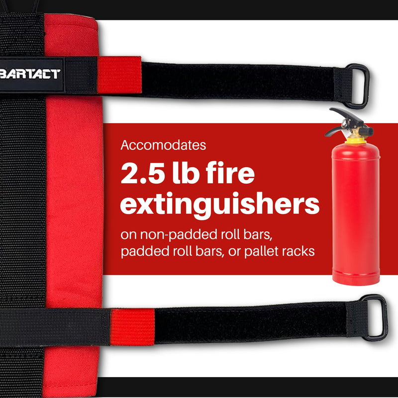 Bartact - 2.5 lb Roll Bar Fire Extinguisher Mount for Vehicle Holder, Adjustable Fire Extinguisher Holder Mount, US Made Universal Vehicle Fire Extinguisher Holder Fits All Roll Bars (Red) Red