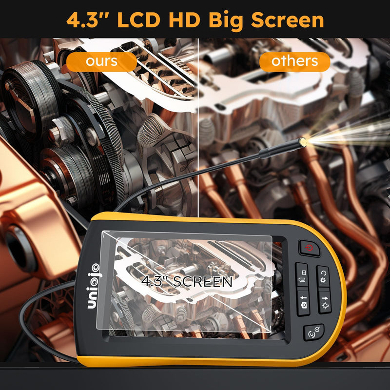 5.2mm Borescope, Endoscope Camera with Light, 1080P HD Inspection Camera with 4.3" LCD Screen, IP67 Waterproof Snake Camera with 8 LED Lights, Cool Gadgets for Men, with 32GB Card, Carrying Case Single len