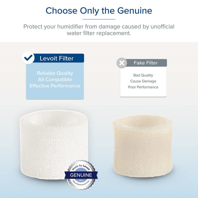 LEVOIT 10-Pack Top Fill Humidifier Replacement Filters, Capture Particles to Improve Humidification Efficiency, for Classic160, Dual150, Dual200S, Classic300(S), LV600S, OasisMist450S, Superior6000S White 18x24
