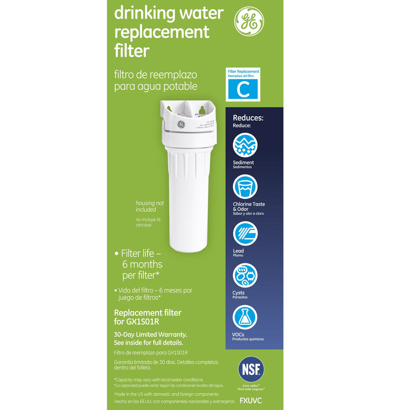 GE FXUVC Water Filter, 1 Count (Pack of 1), White and Aqua