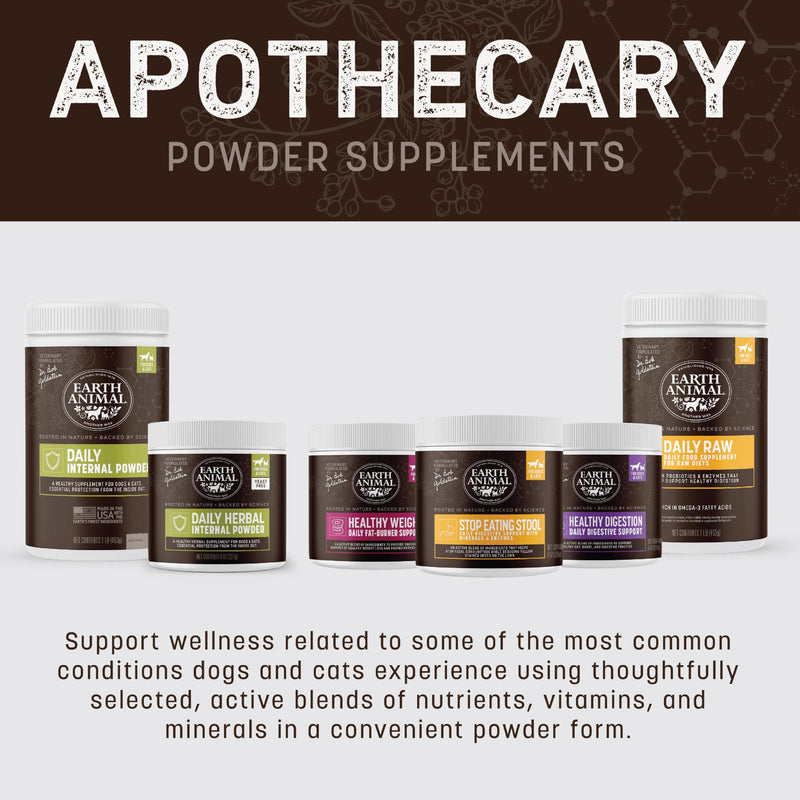 Earth Animal Apothecary Powder Supplement - Stop Eating Stool Nutritional Powder for Dogs & Cats - 8 oz Stop Eating Stool Nutritional Supplement