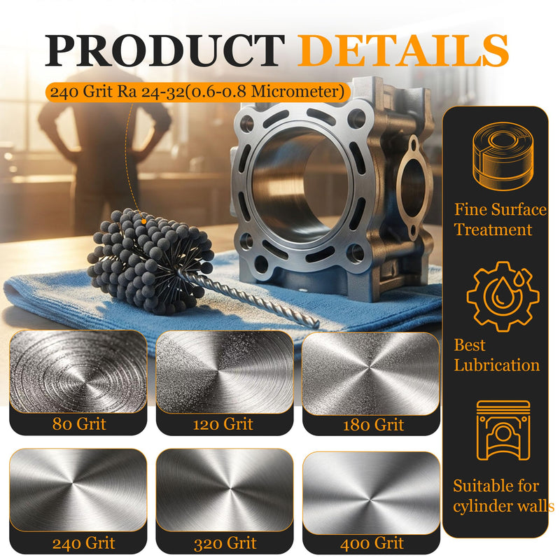 3 Inch Cylinder Hone Ball Brush – 240 Grit Silicon Carbide, Flexible Honing Tool for Deburring & Cross-Hatching, Ideal for Honing Cast Iron, Steel, and Stainless Steel Engine Cylinders