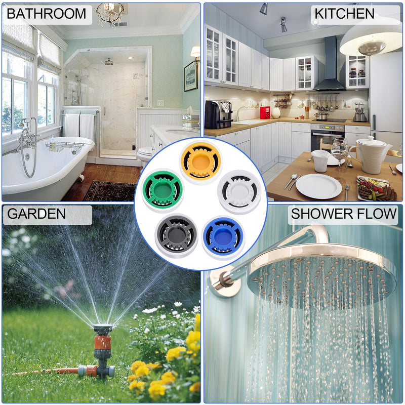 PAGOW 10 Pcs Shower Flow Restrictor, gpm 1.5/1.8/2.0/2.5/3.0 Shower Flow Reducer, Shower Head Water Flow Limiter Set for Shower Head Handheld Shower (0.56x0.54x0.21inch)