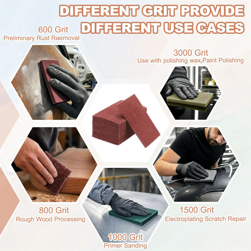 800 Grit Scuff Pads General Purpose 9x6 Wine Red 20 Pcs 800 grit