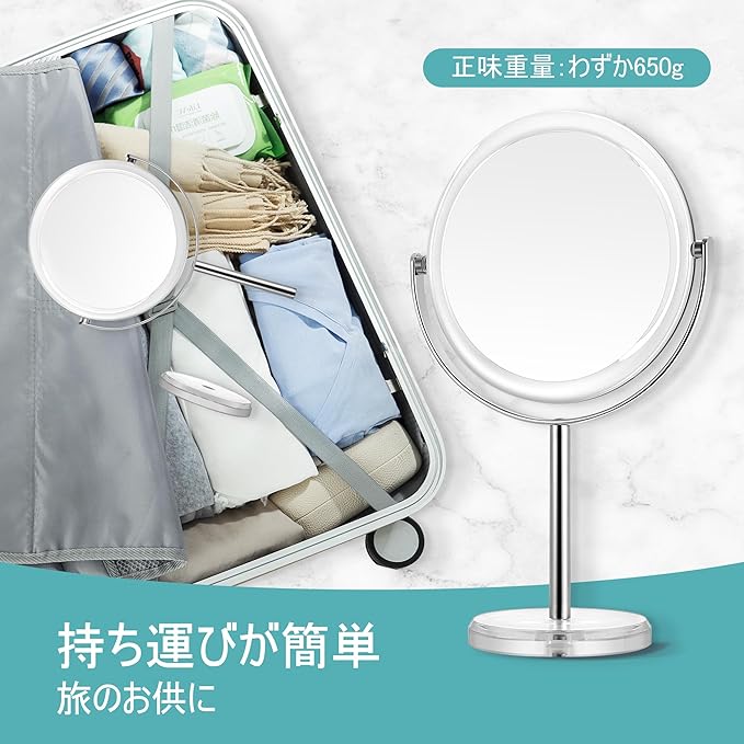 Magnifier, 20 Times/Equal Time, 360° Rotation, Large Type, Double-Sided Makeup Mirror, Easy to Install, Travel, Gift for Women, Clear - NewNest Australia
