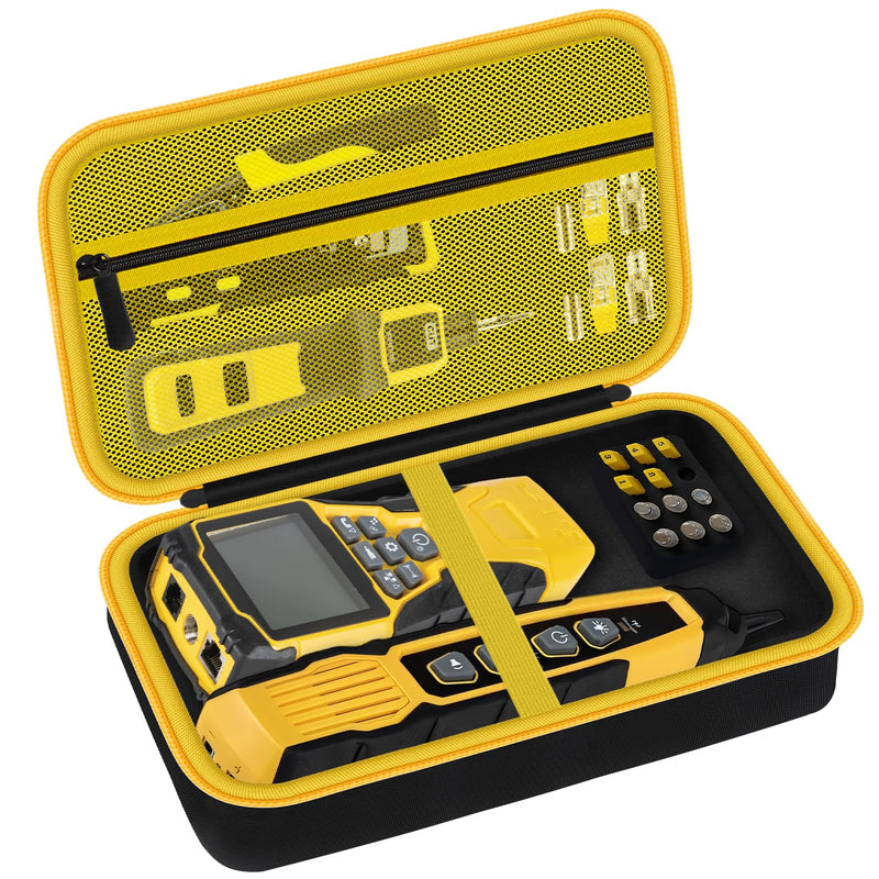 Storage Case for Klein Tools VDV501-851, VDV500-123, VDV226-110, VDV427-300 & Scout Pro 3 Cable Testers - Protective Carry Bag with Mesh Pocket & Elastic Straps -BLACKYELLOW (Case Only)
