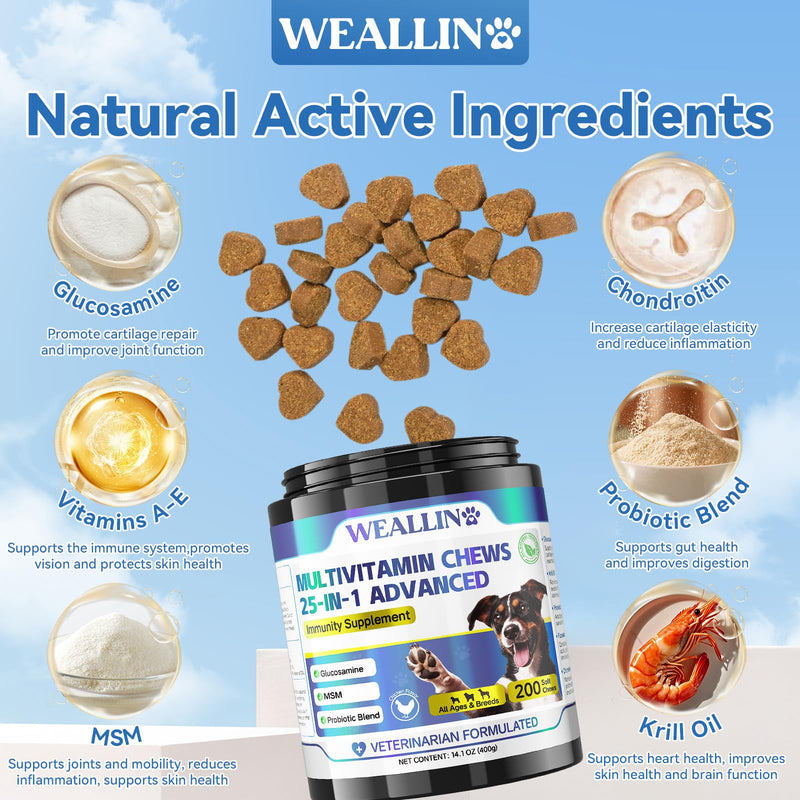 Cat Hairball Support Chewable + 25-in-1 Dog Multivitamin Chews Bundle - Hairball Control & Digestion Support for Cats, Complete Daily Vitamins for Dogs with Glucosamine, Probiotic