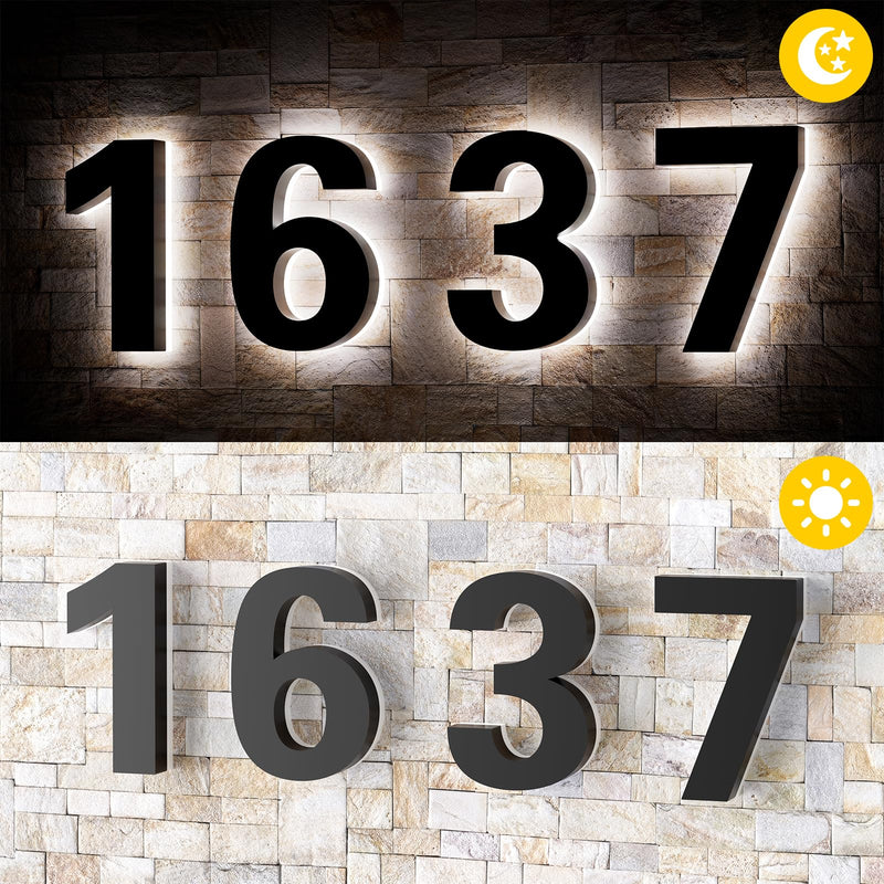 5 Inch Backlit LED House Numbers for Outside, Stainless Steel Floating Home Address Number, Large Modern House Numbers for Yard, Street, Durable Matte Black Finish, Waterproof 5IN-1-Black 5 inch