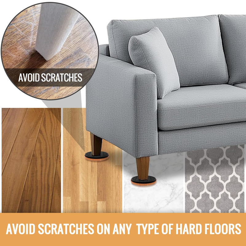 Felt Furniture Sliders for Hardwood Floors, 16 PCS 3 ½" Furniture Pads for Wood Floors, Furniture Movers for Heavy Duty Furniture, Move Large Furniture Easily 16 pcs 3 ½ inch (Hard floors)