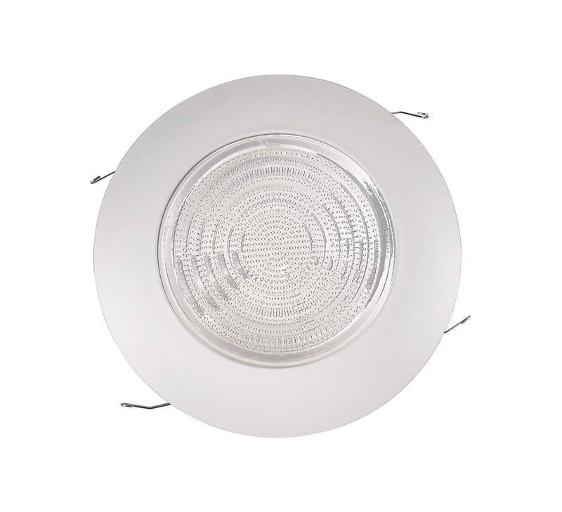 NICOR Lighting 6 inch White Recessed Shower Trim with Glass Fresnel Lens (17502)