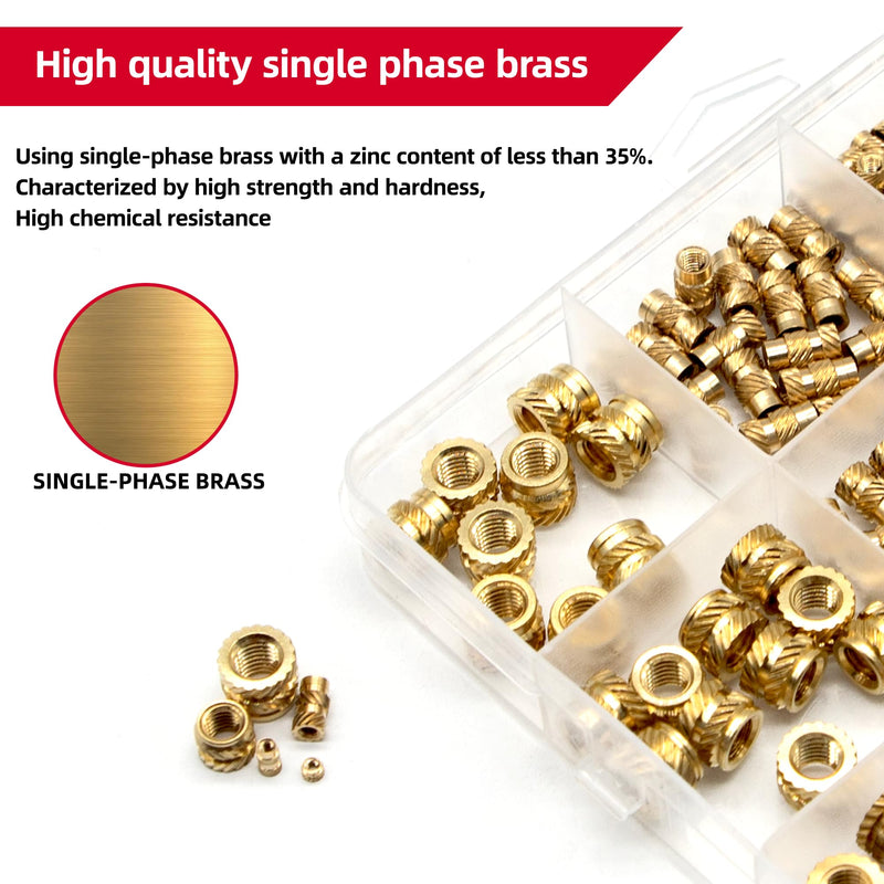 780pcs Brass Threaded Insert Nuts Kit - M1.4 to M5 (6 Sizes) for 3D Printing, Injection Molding & Hydraulic Welding - Female Embedment Nuts 780pcs Kit