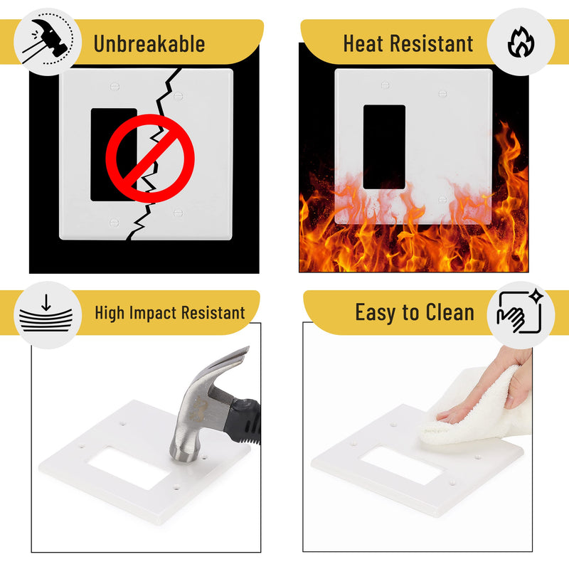 Bates- Combination Wall Plate, Decorator/Blank, 2 Gang Wall Plate, Wall Switch Plate Cover, 2 Gang Switch Plate, Double Gang Wall Plate, 2 Gang Wall Plate White, Wall Plate Combination