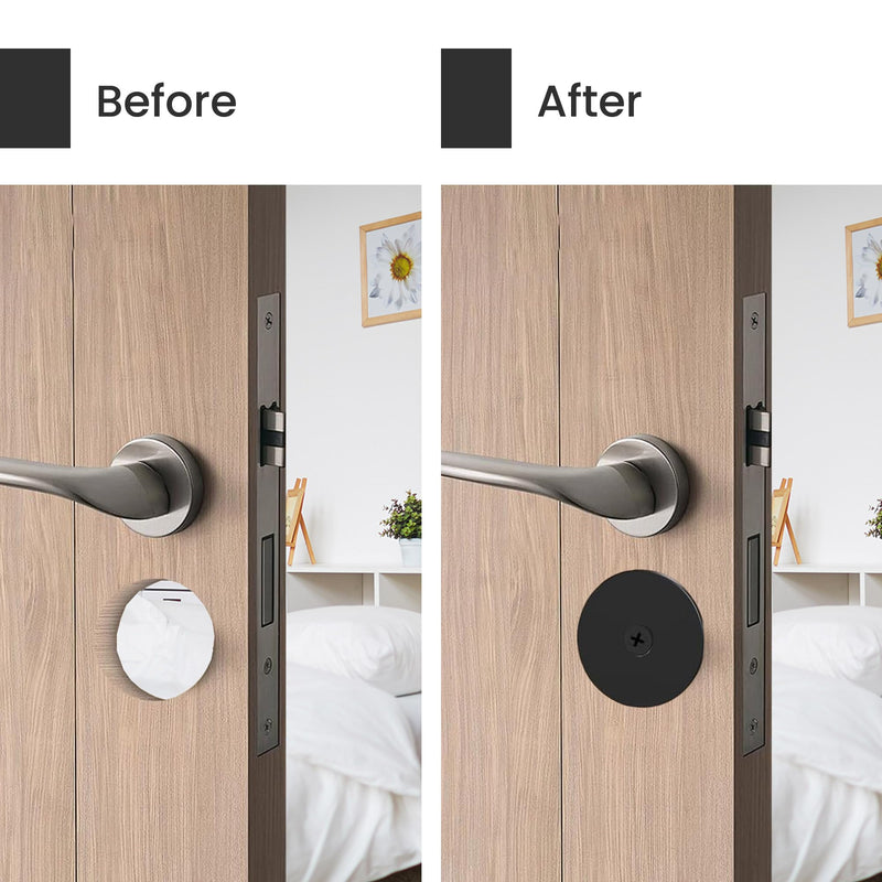 Door Hole Cover Plate 3 Pack, Matte Black Deadbolt and Door Knob Hole Cover with Screws, Metal Door Lock Cover Plate for Interior and Exterior Doors, Fits Standard Door Holes