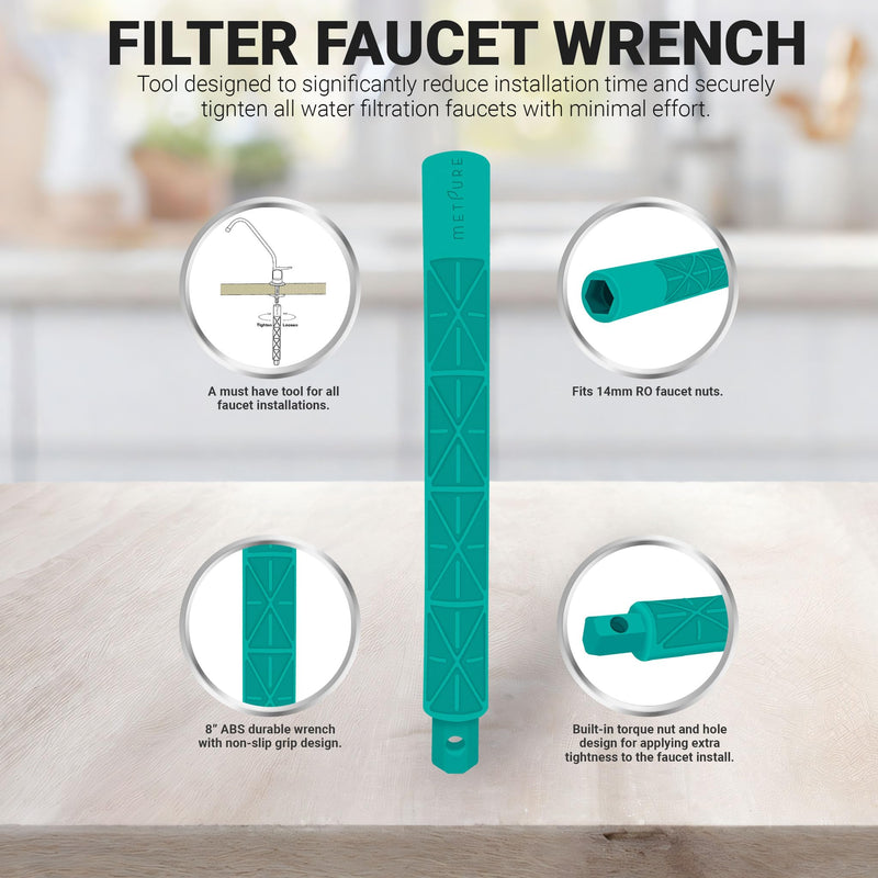 Metpure Non-airgap NSF Certified RO Faucet Reverse Osmosis Drinking Water Filtration System Water Dispenser Spout (Matte Black). Large Euro Style with Faucet Wrench.