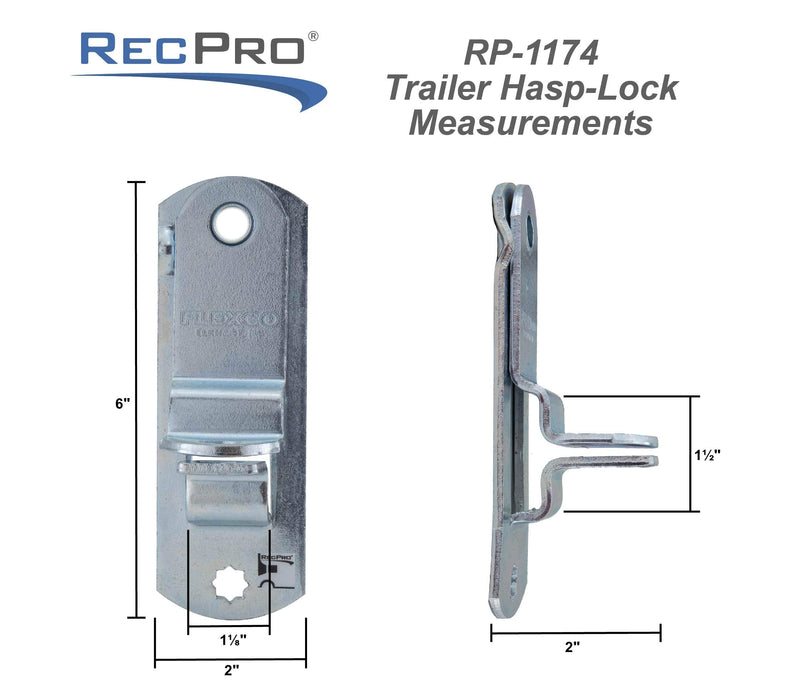 RecPro Trailer Cam-Action Hasp Lock Mechanism | Enclosed Trailer Door Latch | Made in USA (2) 2