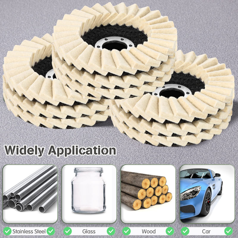 Tarpop 12 Pcs Angle Grinder Buffing Wheel Stainless Steel Polishing Kit Include 9 Pcs Felt Flap Disc 4-1/2 x 7/8 Inch Arbor Buffing Wheel and 3 Polishing Compound for Angle Grinder