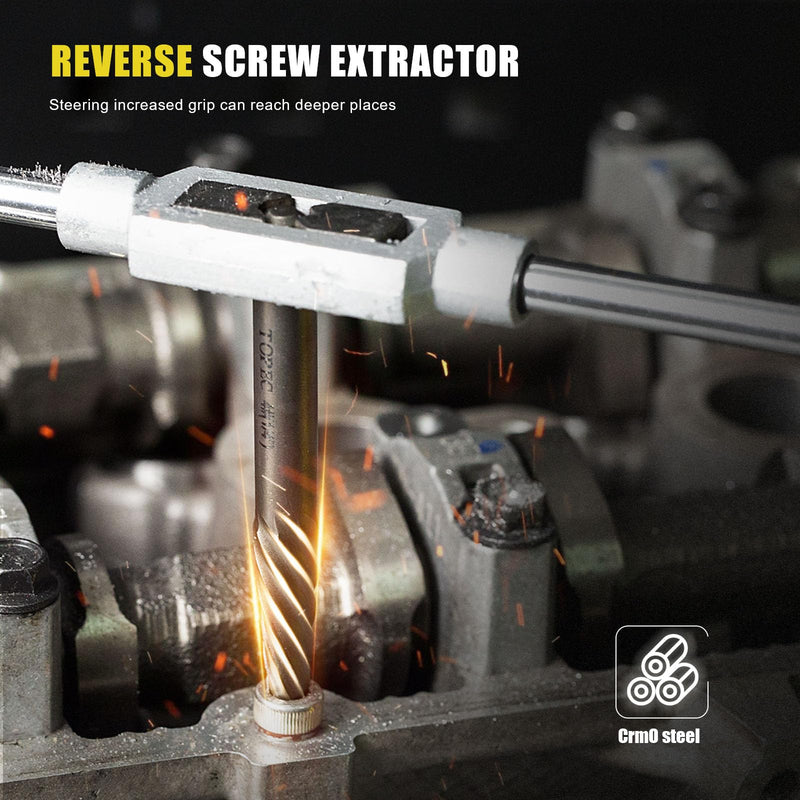 TOPEC Damaged Screw Extractor Set, 7 Piece Easy Out Bolt Extractor for Easily Remove Broken Bolts, Stripped Screws, Studs