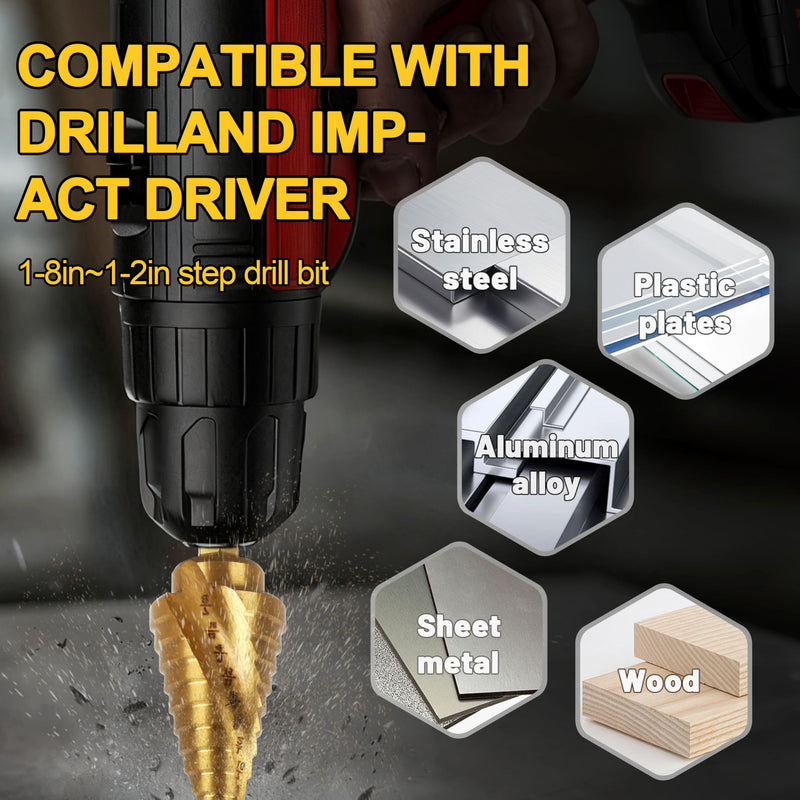 DWA1786IR StepBit for DE-Walt Step Drill bit ，Impact Ready for Metal 3/16-Inch-7/8-Inch