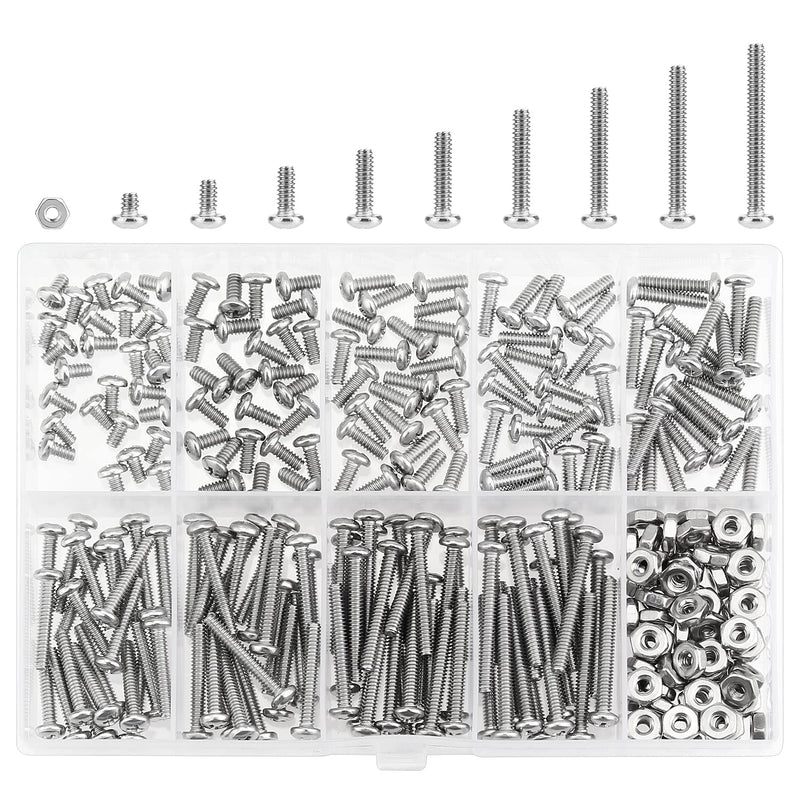 240 Pieces #4-40 Phillips Pan Head Machine Screws Nuts Assortment Kit, Coarse Thread, Fully Machine Threaded, 304 Stainless Steel