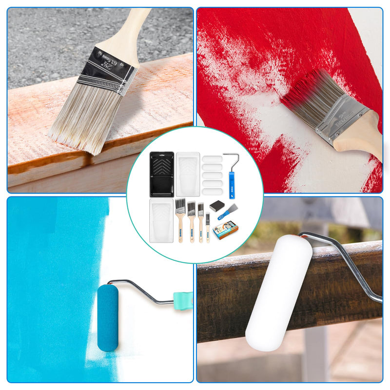 Paint Roller Kit, Paint Brushes and 4 Inch Foam Small Paint Roller kit for Professional or Home Owners with All Paints and Stains for Professional Painting Results
