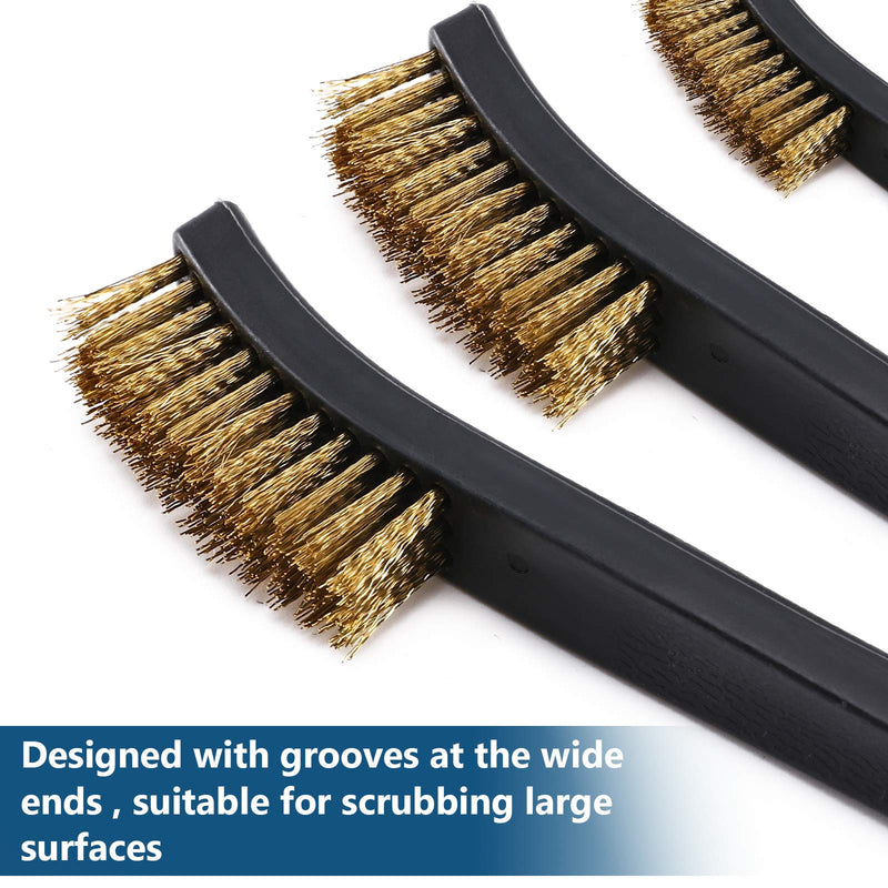 Accmor Gun Cleaning Brushes, 9 Packs Double-Ended Gun Cleaner Kits 7 Inch Bronze All Purpose Gun Cleaning Brush Tool with Plastic Handle for Cleaning Welding Slag and Rust 9 Bronze
