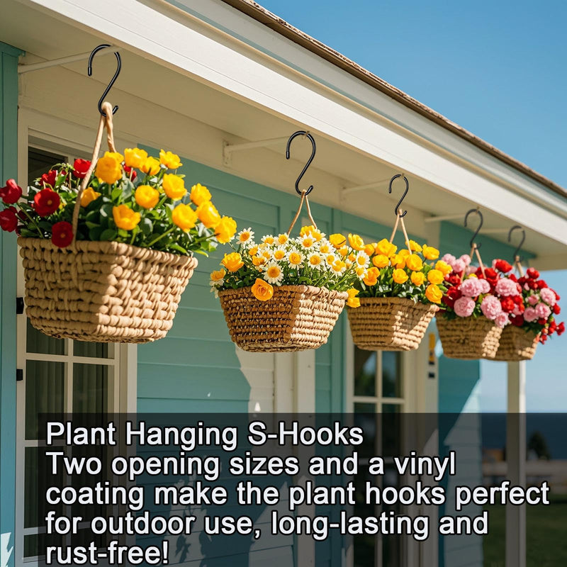 3 Inch S Hooks for Hanging Plants, Vinyl Coated S Hooks Heavy Duty,10 Pack Non Slip Small Rubber Coated Steel Metal Black Closet S Hooks for Hanging Plants, Closet, Garden, Pot Pan Cups Jeans 10 3 Inch
