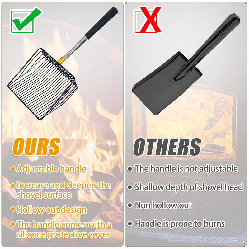Hollow Out Fireplace Shovel Black Metal Coal Shovel Fireplace Ash Sifter