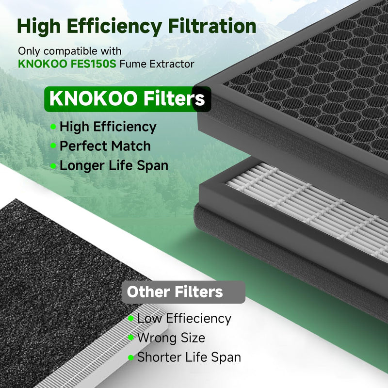 FES150S Solder Fume Extractor Replacement Filter Set including 10 PCS Pre-filter Cotton and 1 PCS Main Carbon Filter