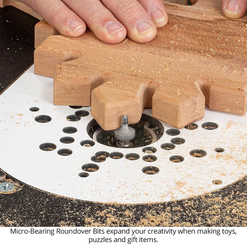 Micro-Bearing Round Over Router Bit, 1/4SH, 3/8" Radius, 2-Flute, Mini 3/16" Bearing for Small Radius Roundovers and Edge Breaking, USA Made - US223718RO 3/8 radius