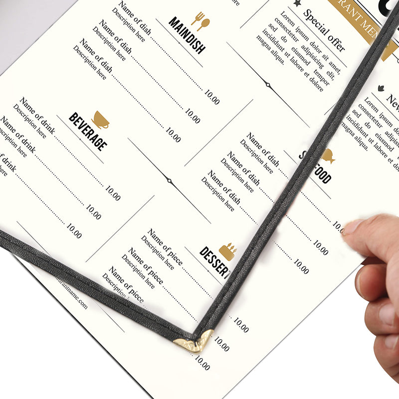 2PCS Menu Covers 8.5" x 11" Restaurant Menu Holder 4 Page 8 View Transparent Menu Sleeve,Fits A4 Size Paper for Restaurant Menu Home Project Office Daily Paper Chores and etc 2