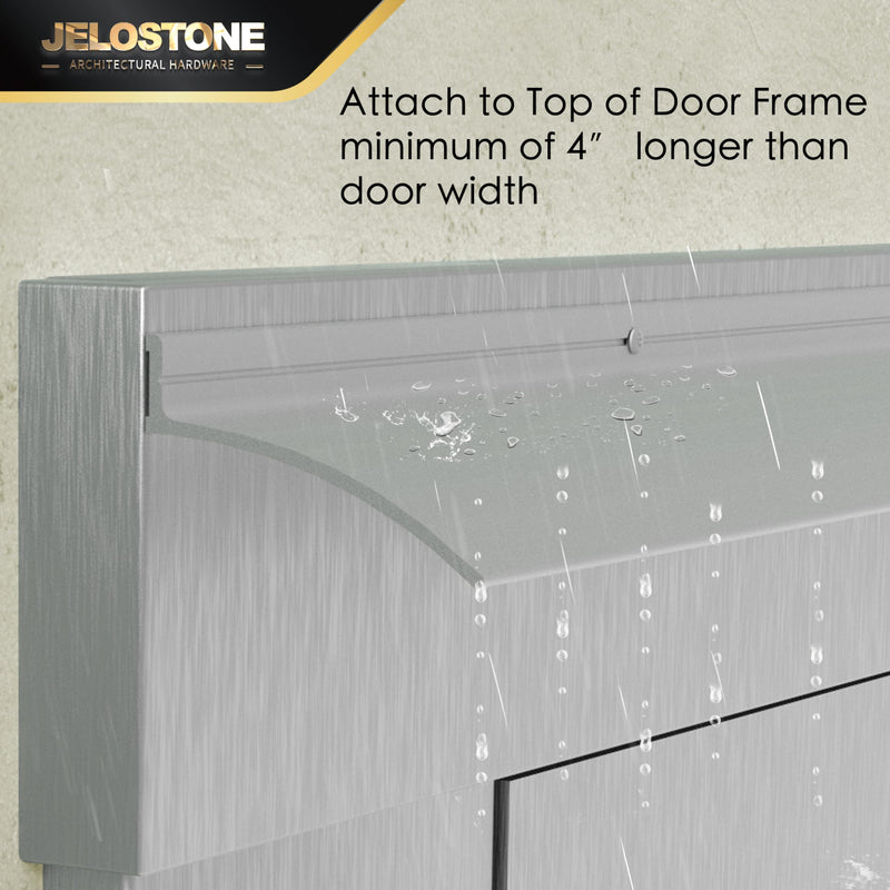 40" L x 2.5" W Commercial Grade Door Rain Drip Guard(Aluminum) - UL Rated Over Door and Window Drip Cap Rain Deflector - Drip Edge Roof Rain Diverter Guards House - JS-346RD, Clear Anodized