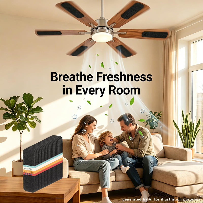 21 Pack Ceiling Fan Filters for Blades, Fan Blade Air Purifier Pads Black-21packs