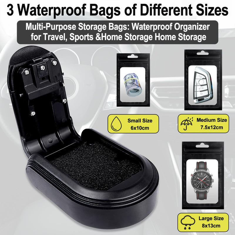 Magnetic Key Box for Under Car, Waterproof Outdoor Magnetic Key Holder with 5 Strong Magnets and Resettable Combination Lock for Vehicle or Home Use Black 1