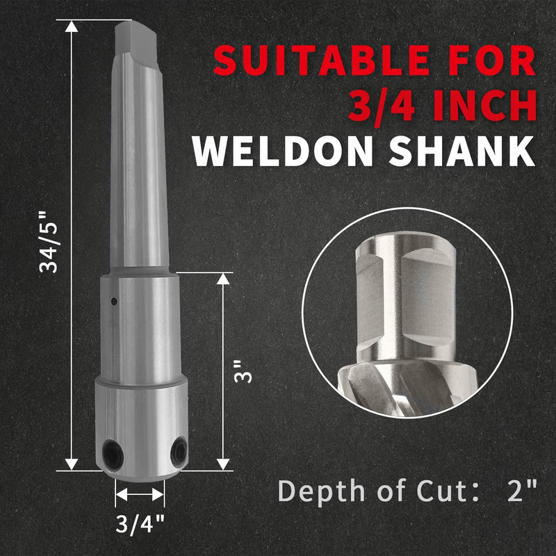 S&F STEAD & FAST Annular Cutter Arbor, Morse Taper MT3 to 3/4 Inch Weldon Shank, Annular Cutter Adapter Used on Drill Press for Annular Cutters