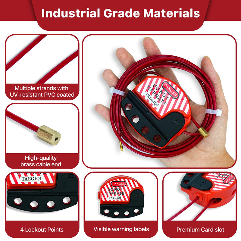 2 Pack Lockout Tagout Cable Lock,7.9ft Adjustable Cable Lock,Steel Cable Lock with Vinyl Coating,Loto Cable for Lock Out Tag Out,OSHA Compliant 2 Pack