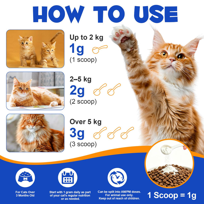Taurine Powder for Cats, 200g High Purity Taurine Supplement for Heart, Vision Support, Digestive Balance & Daily Vitality, Unflavored Amino Acid Powder for Homemade & Raw Diets Taurine for Cats