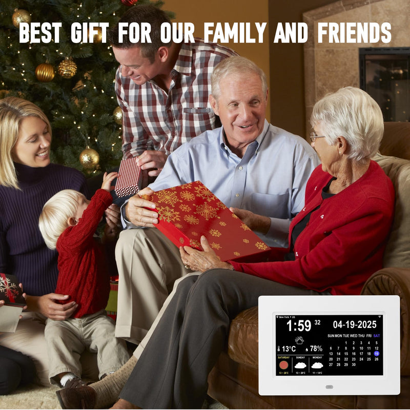 Digital Alarm Clock, Multiple Alarm Functions, Clock with Date and Week, Digital Alarm and Electronic Calendar for Seniors (White, 7inch WiFi) White