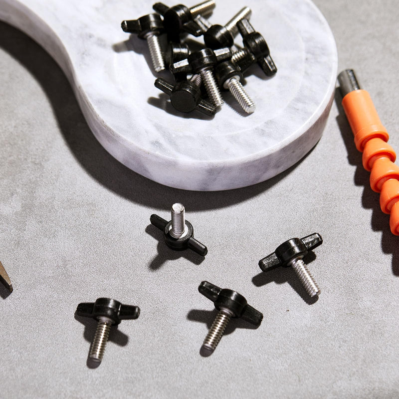 Tandefio 16 Pcs 1/4" - 20 x 1 Stainless Steel Thumb Screw Thread Thumbscrew Adjustable Tee Wing Screw Black Wing Knob Bolt for Remove Replace Hand Clamping Tightening Knob Power Supply