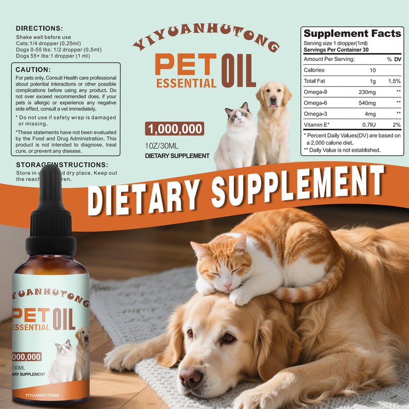 Dog and cat Oil, 30ml, pet Oil for Pain, Skin, Arthritis Pain Relief, Calming, Omega 3, 6, 9 for Dog Anxiety, Barking, and Dog Joints, Supporting and maintaining Joint Health