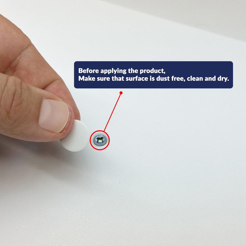 White Self-Adhesive Screw Hole Stickers - 50 pcs. 0.55 inch / 14 mm Peel Stick Dust Proof Tape, Water Resistance PVC Caps for Wood Cabinets, Furniture, Drawer, Wardrobe, Kitchen, Table 0.55 inch - 14 mm White