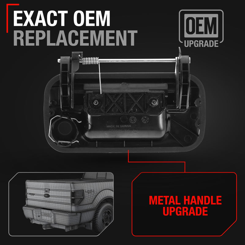 Tailgate Handle, Upgraded Metal w/Keyhole - Compatible with 2004-2016 Ford F-150, F-250, F-350, F-450, F-550 Super Duty, 07-09 Explorer Sport Trac; 06-08 Lincoln Mark LT - Black - OEM 8L3Z-9943400-A
