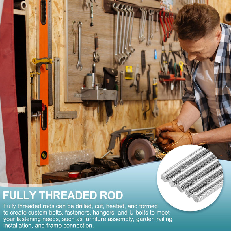 uxcell 4Pcs Fully Threaded Rod, M6-1 Thread Pitch 450mm Length Stainless Steel Right Hand Fully Threaded Studs with Nuts and Washers for Clamps, Hangers and U-Bolts M6 x 450mm 4