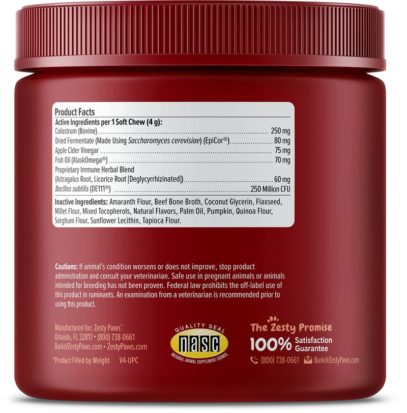 Zesty Paws Allergy Immune Supplement for Dogs - with Omega 3 Wild Alaskan Salmon Fish Oil & EpiCor + Digestive Prebiotics & Probiotics - Anti Itch & Skin Hot Spots + Seasonal Allergies Bison 90 Count (Pack of 1) - PawsPlanet Australia