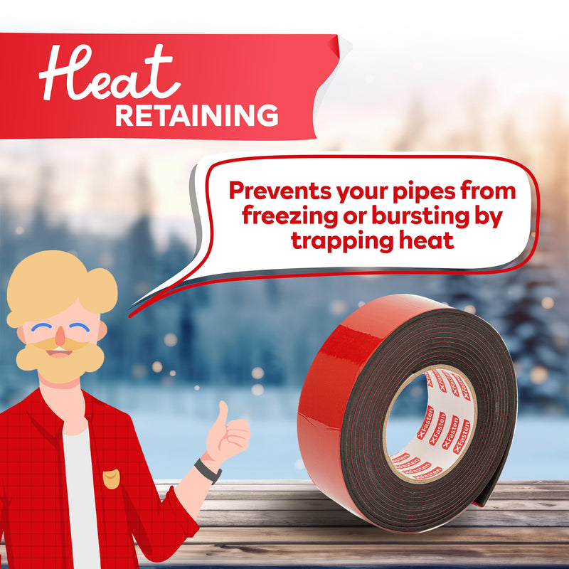 XFasten Foam Pipe Insulation Tape 2 Inch x 15 Feet Heavy-Duty AC Line Insulation Outdoor Pipe Wrap Tape AC Pipe Insulation Outdoor Pipe Insulation Wrap Tape HVAC Line Insulation Pipe Wrap Around Tape