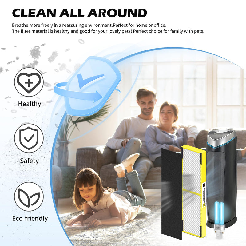 3 pack FLT4825 Filter B Replacement ＆ LB4000 Compatible with G-Guardian Filter B Purifier AC4825 AC4825E AC4300 AC4800 AC4900 AC4850, 3 HEPA Filters + 9 Carbon filters+ 1 lb4000 uv light bulb Pure 3HEPA+9Carbon+1 LB4000 uv bulb