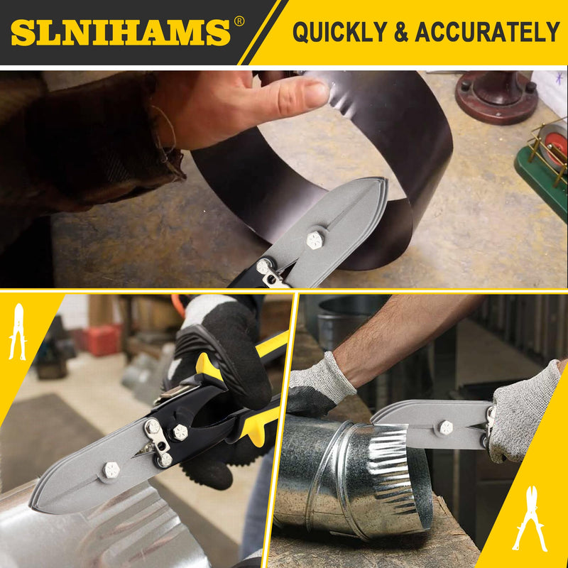 5-Blade Hand Crimper Sheet Metal Tools, Hvac Tool for 24-28 Gauge Duct Work Downspout and Stove Pipe, 10-1/2" Sheet Metal Crimper Gutter End Cap Duct Crimping Tool