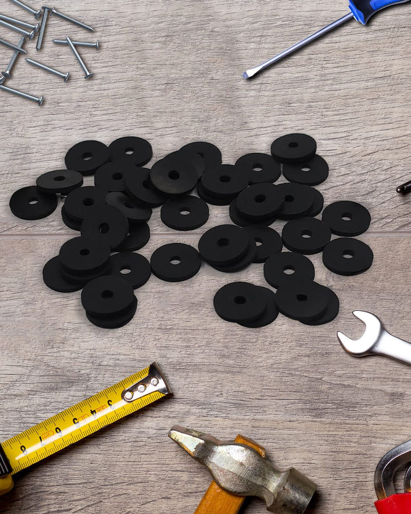 Rubber Washers - 16PCS Flat Rubber Washers for Bolts Spacers, 1 1/2" OD x 3/8"ID x 1/8 Inch Thickness, Heavy Duty Abrasion Resistant Rubber, Black Vibration Damping Pads 3/8ID x 1-1/2OD-16pcs