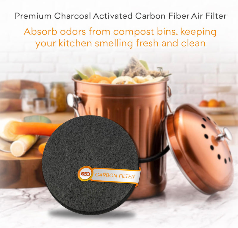 Premium Charcoal Activated Carbon Fiber Replacement Air Filter for Kitchen Compost Bin (10 Pack, Round 5.5") 5.5" x 5.5" x 0.2"