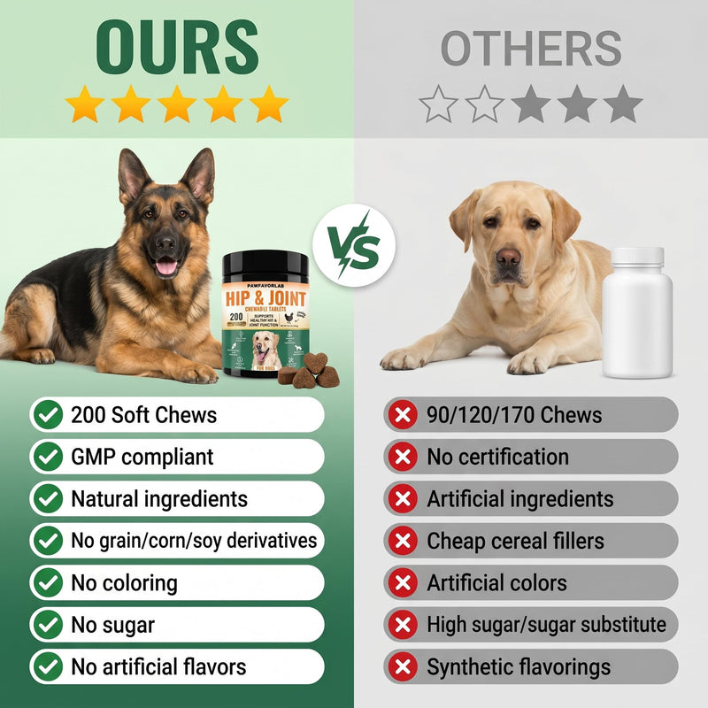 Hip & Joint Supplement for Dogs - Glucosamine, Chondroitin, MSM, Green Lipped Mussels & Turmeric - Natural Arthritis Pain Relief & Mobility Support for All Ages - 200 Soft Chews