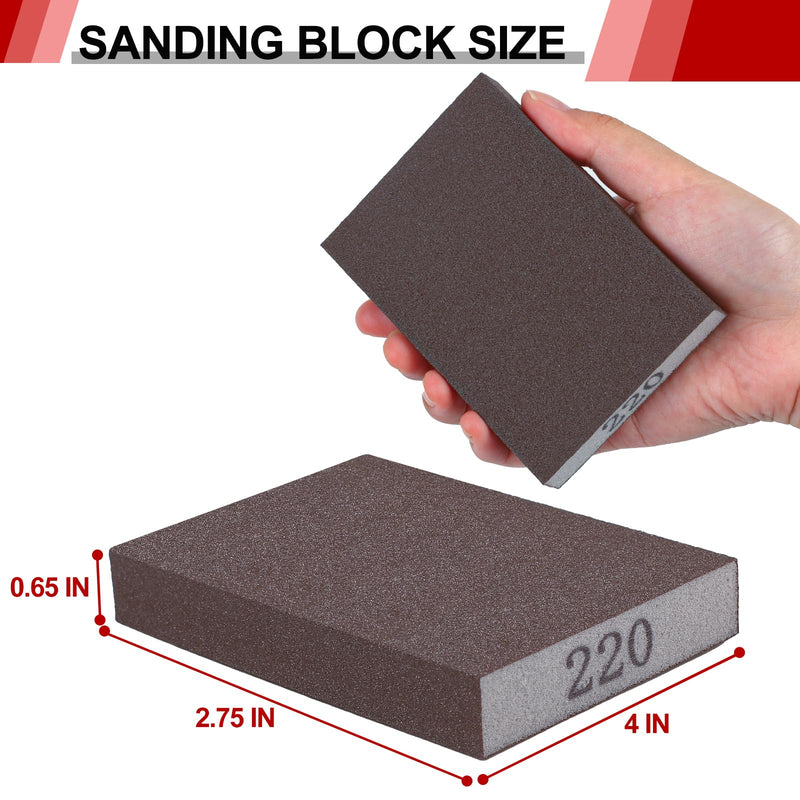 8 Pack Sanding Sponge, Washable and Reusable Sanding Blocks for Drywall Wood Metal Furniture, 60/80/120/220 Grit Sandpaper Block Assortment